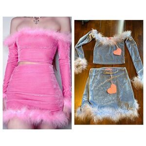 NWT Sugar Thrillz Filthy Femme Velvet Skirt and Top Set XXS